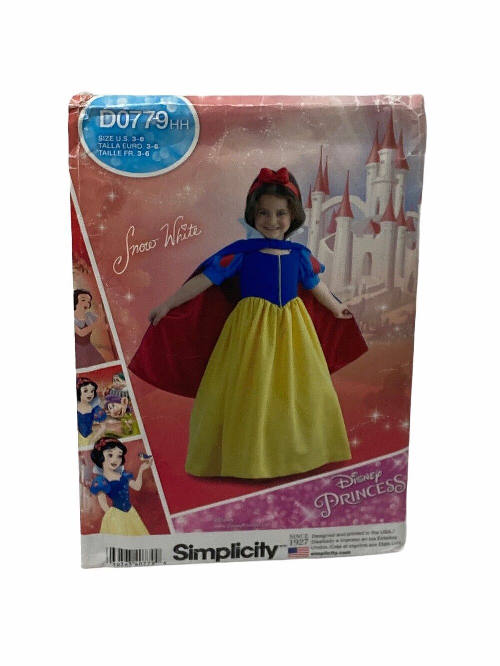 Simplicity D0079 8487 Disney Snow White Girls Costume Sewing Pattern Size 3-6